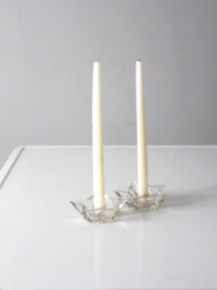 vintage cut glass star shaped candle holders pair