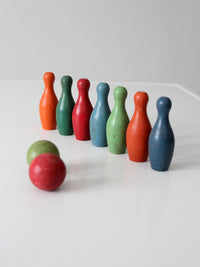 vintage wooden tabletop bowling skittles