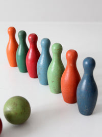vintage wooden tabletop bowling skittles
