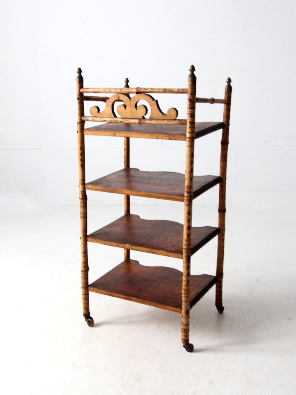 antique bamboo etagere shelf