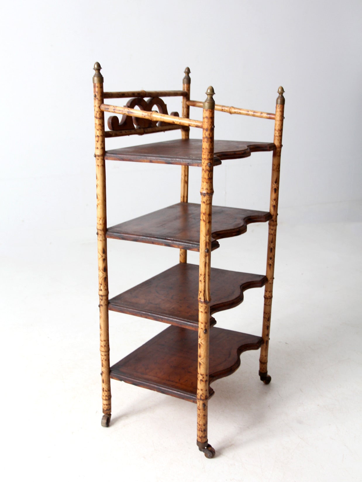 antique bamboo etagere shelf