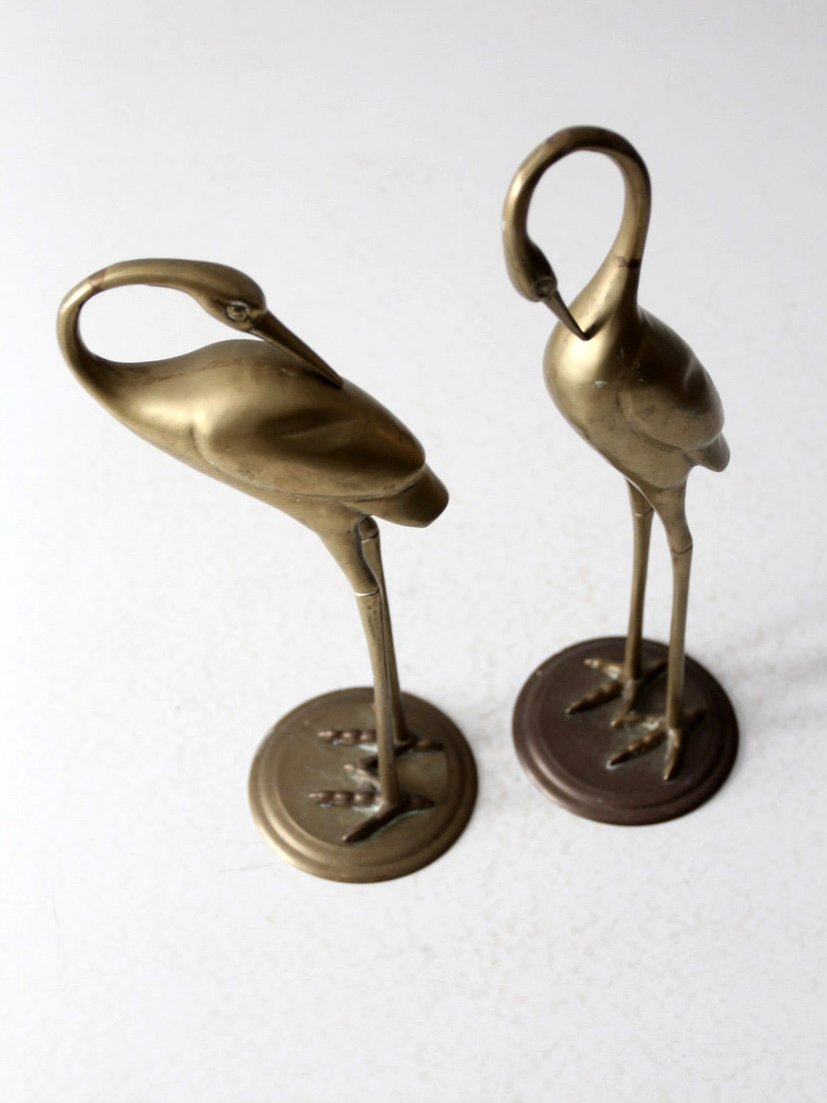 mid century brass cranes pair