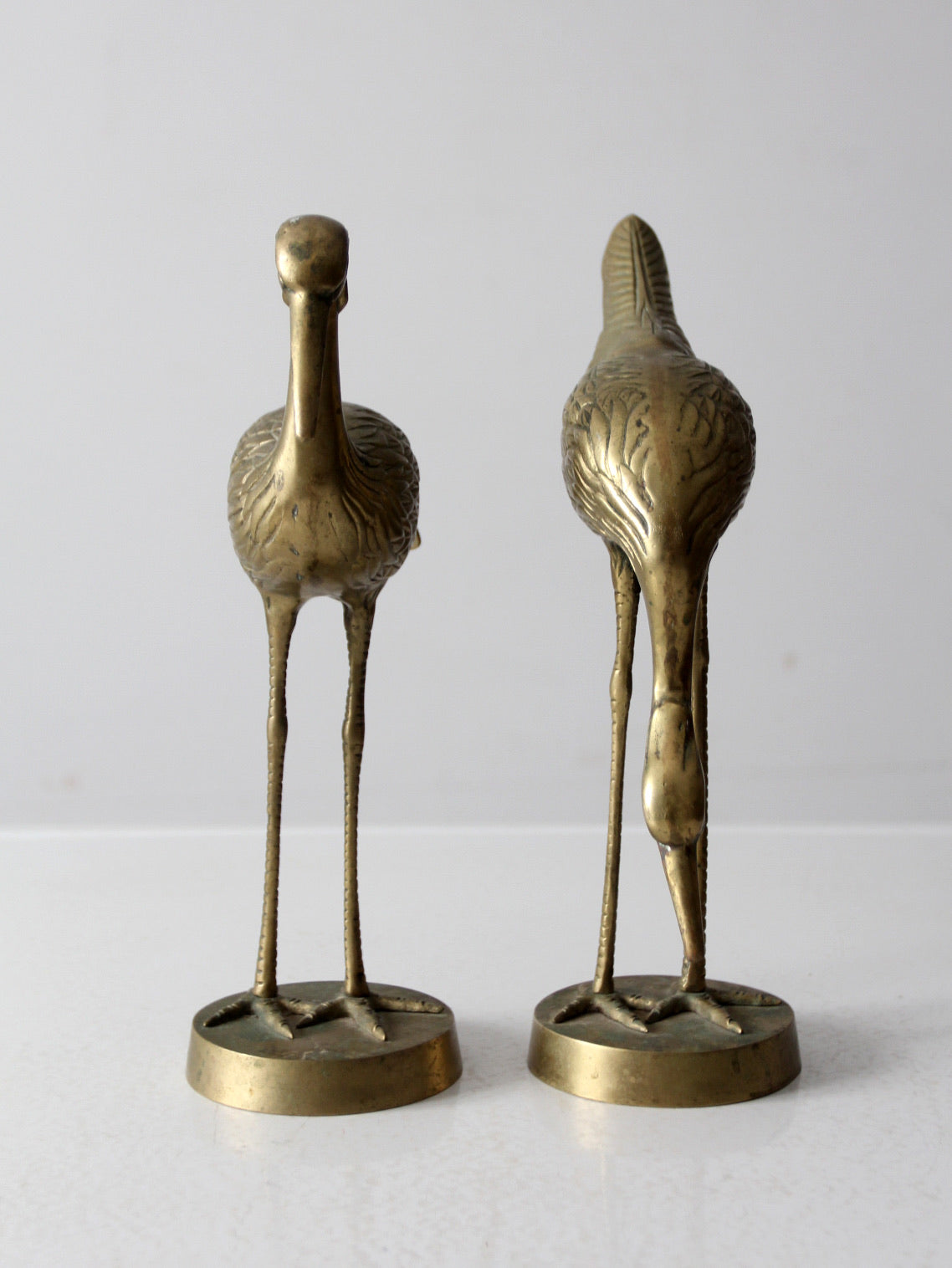 mid century brass cranes figurines pair