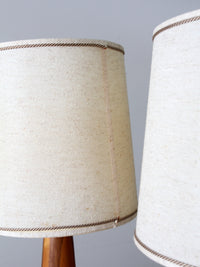 vintage striped turned wood table lamps pair