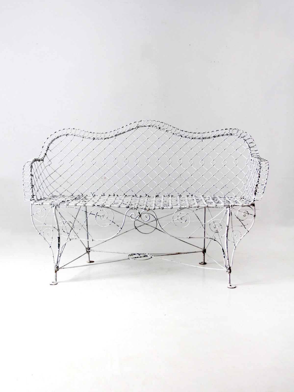 antique Victorian wire garden bench