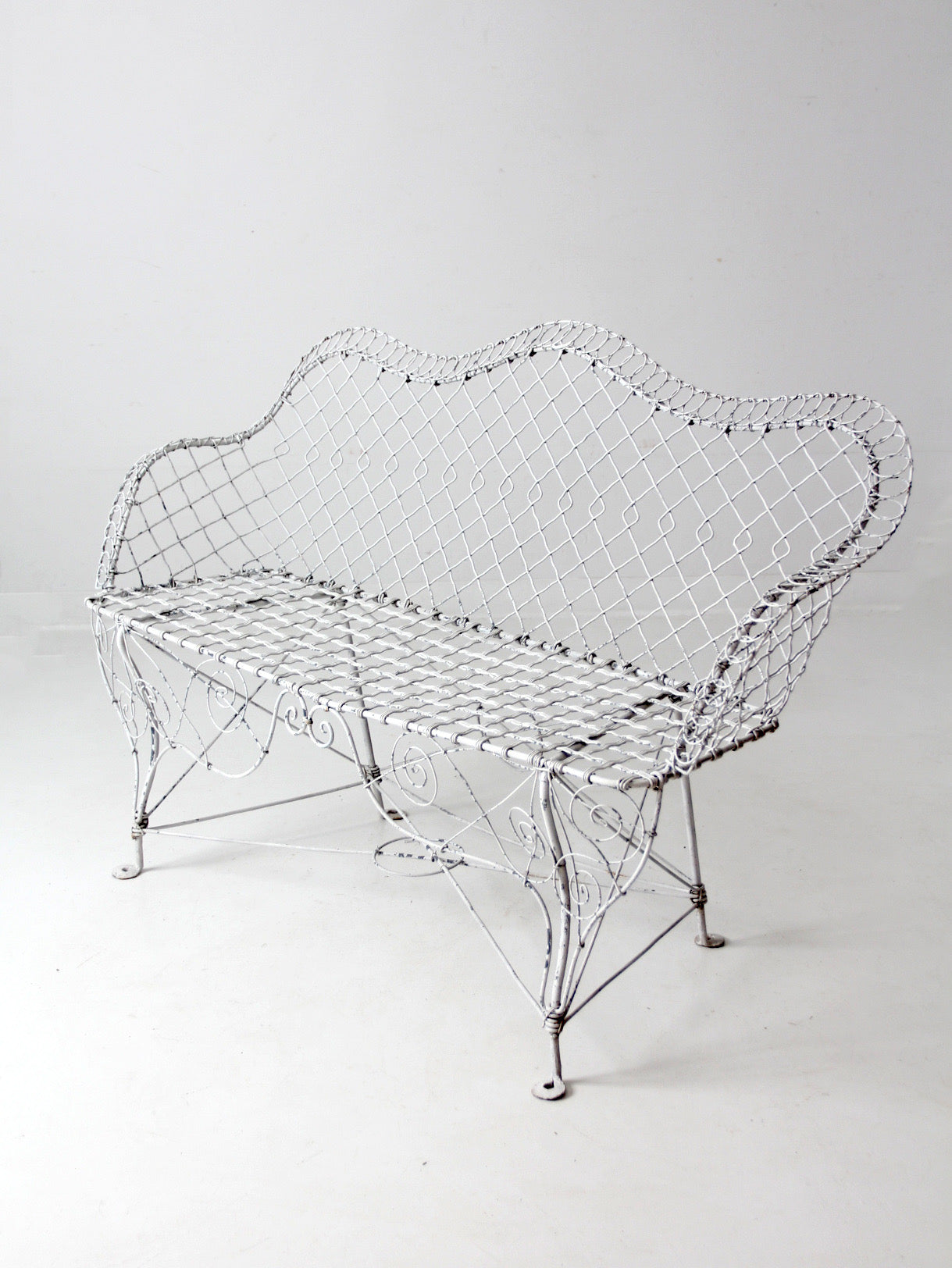antique Victorian wire garden bench