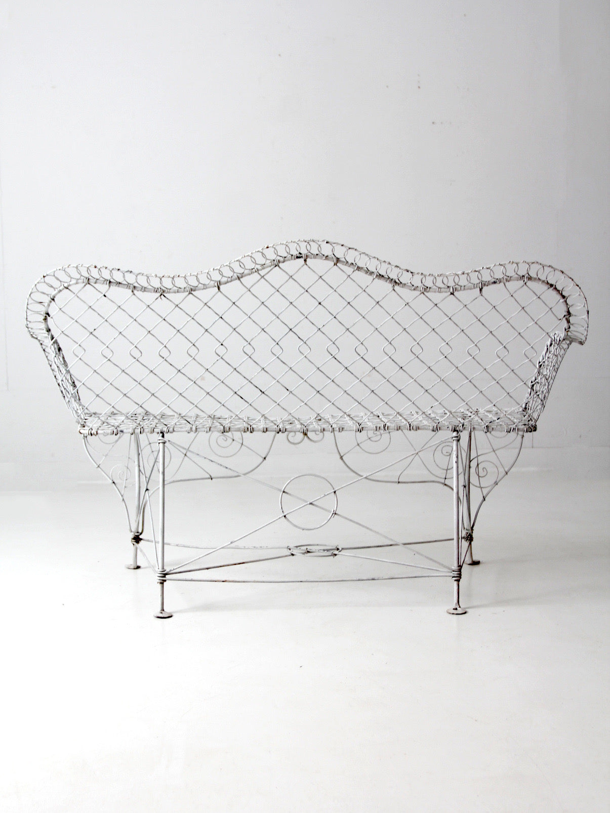 antique Victorian wire garden bench