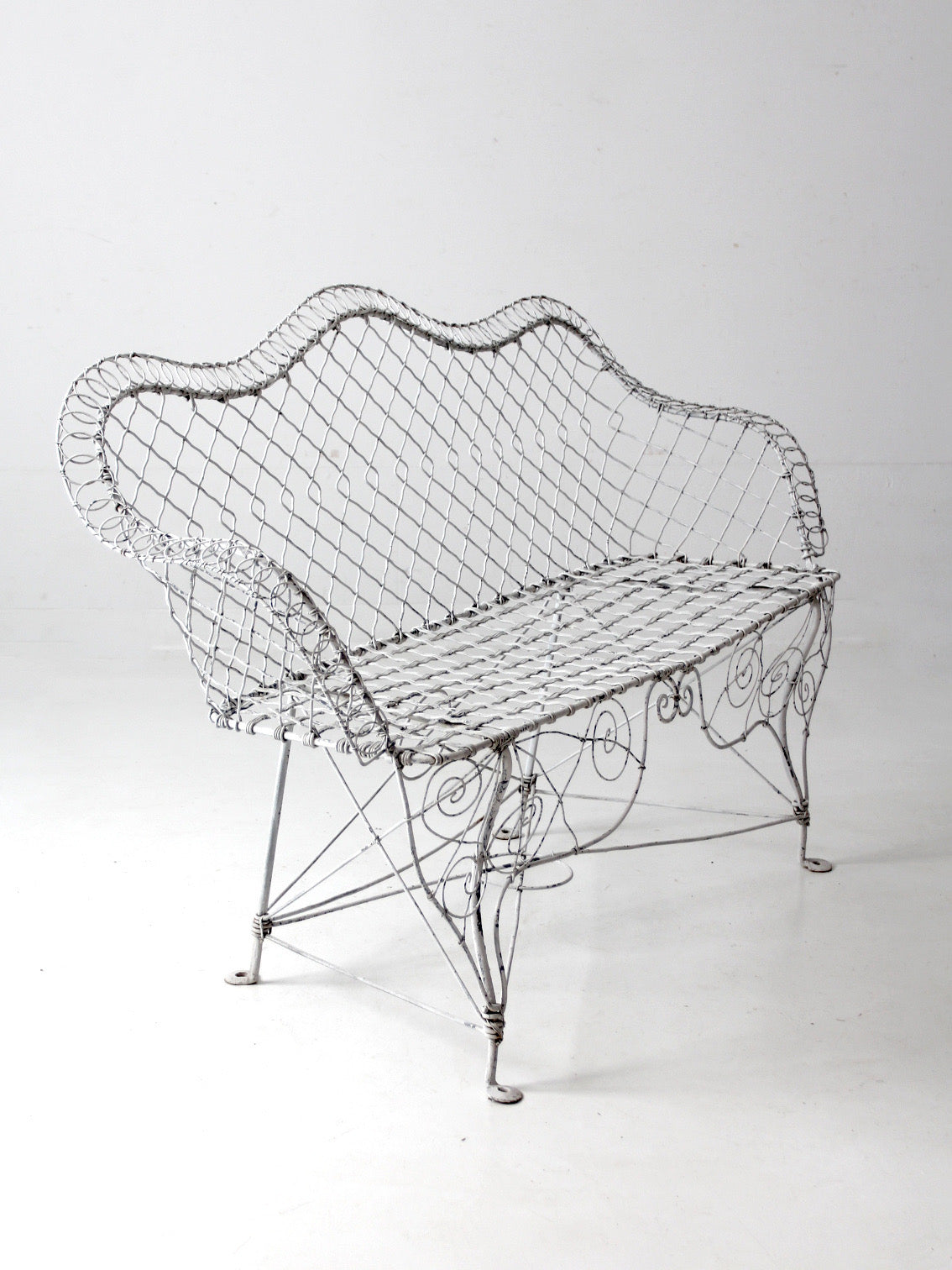 antique Victorian wire garden bench