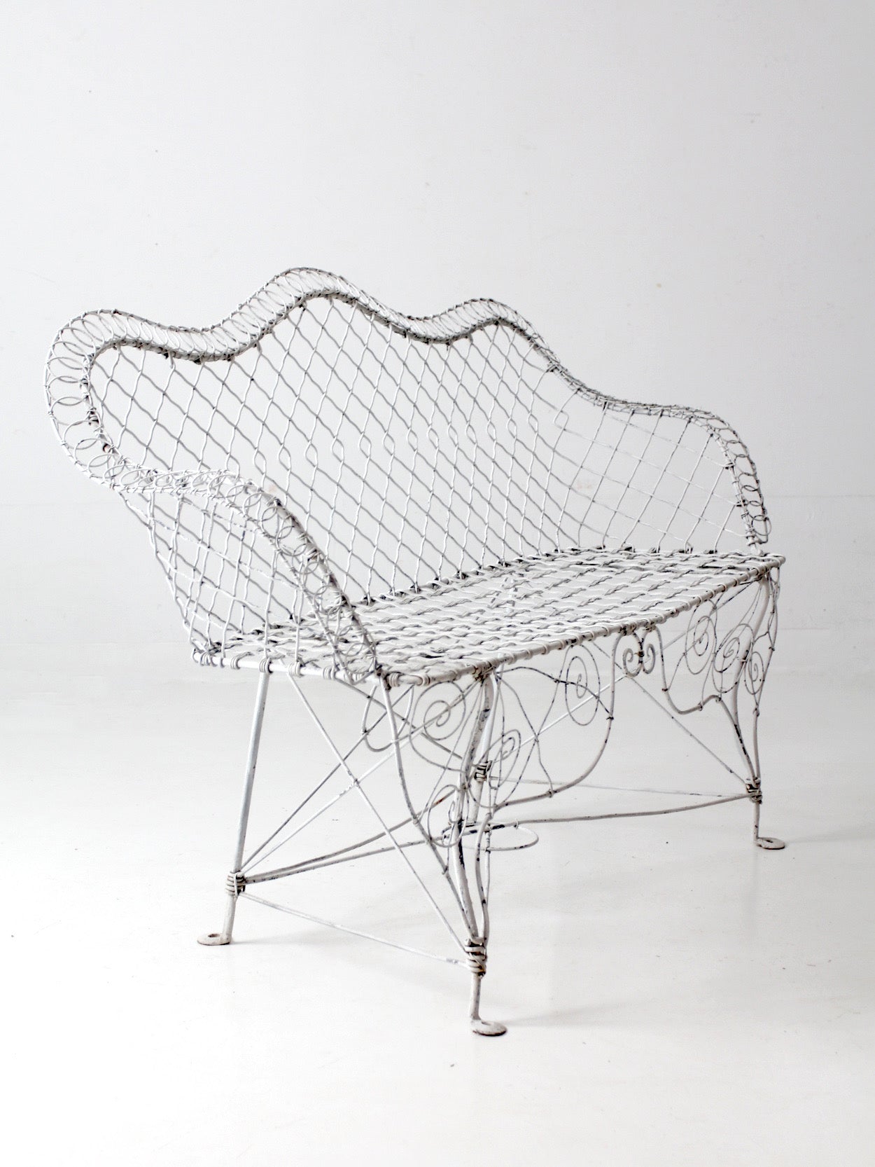 antique Victorian wire garden bench