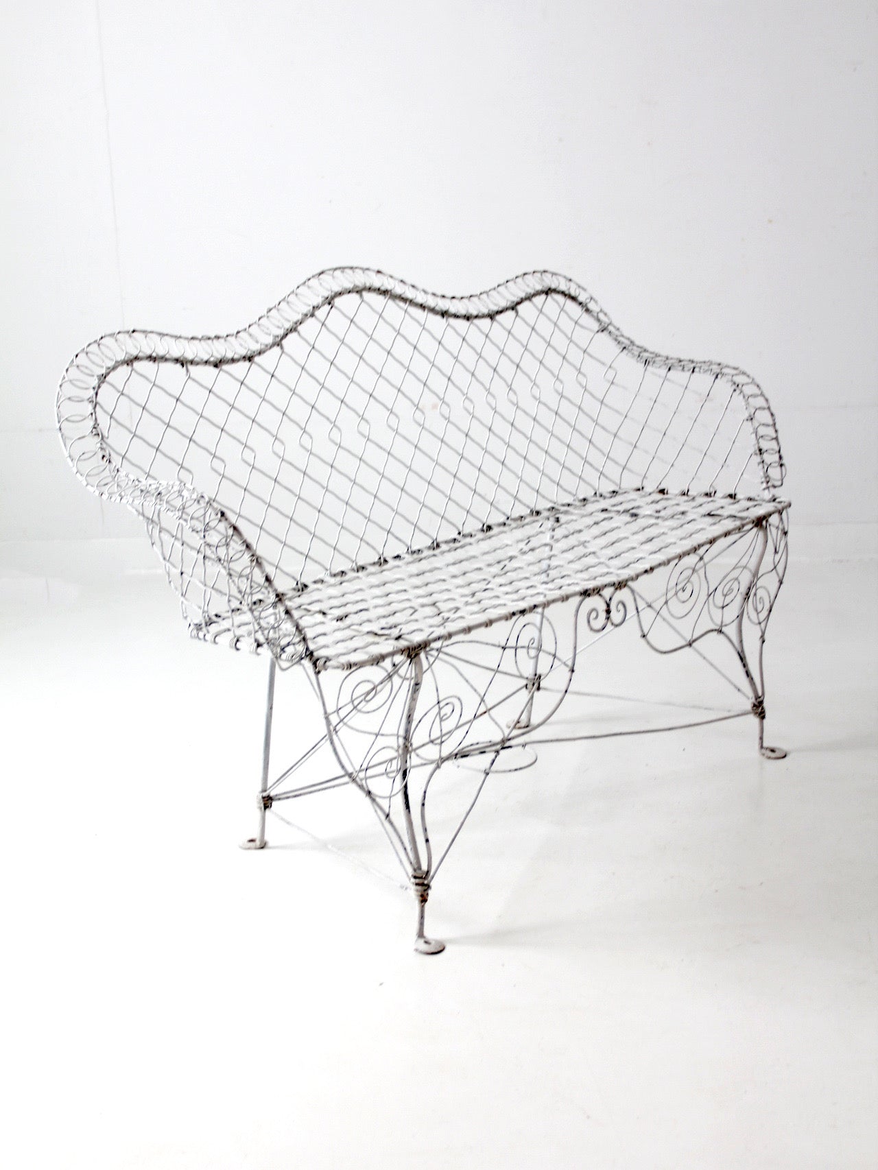 antique Victorian wire garden bench