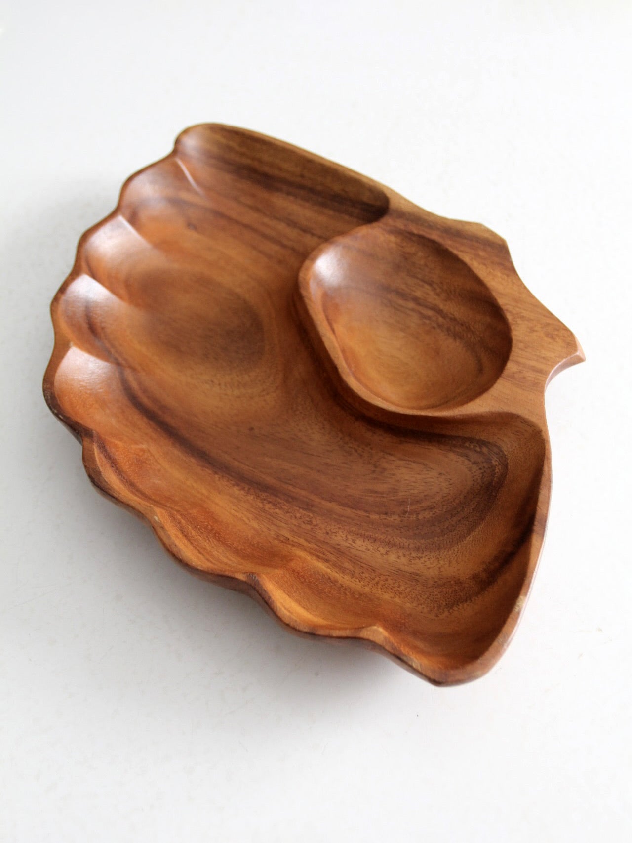 mid century monkey pod wood tray