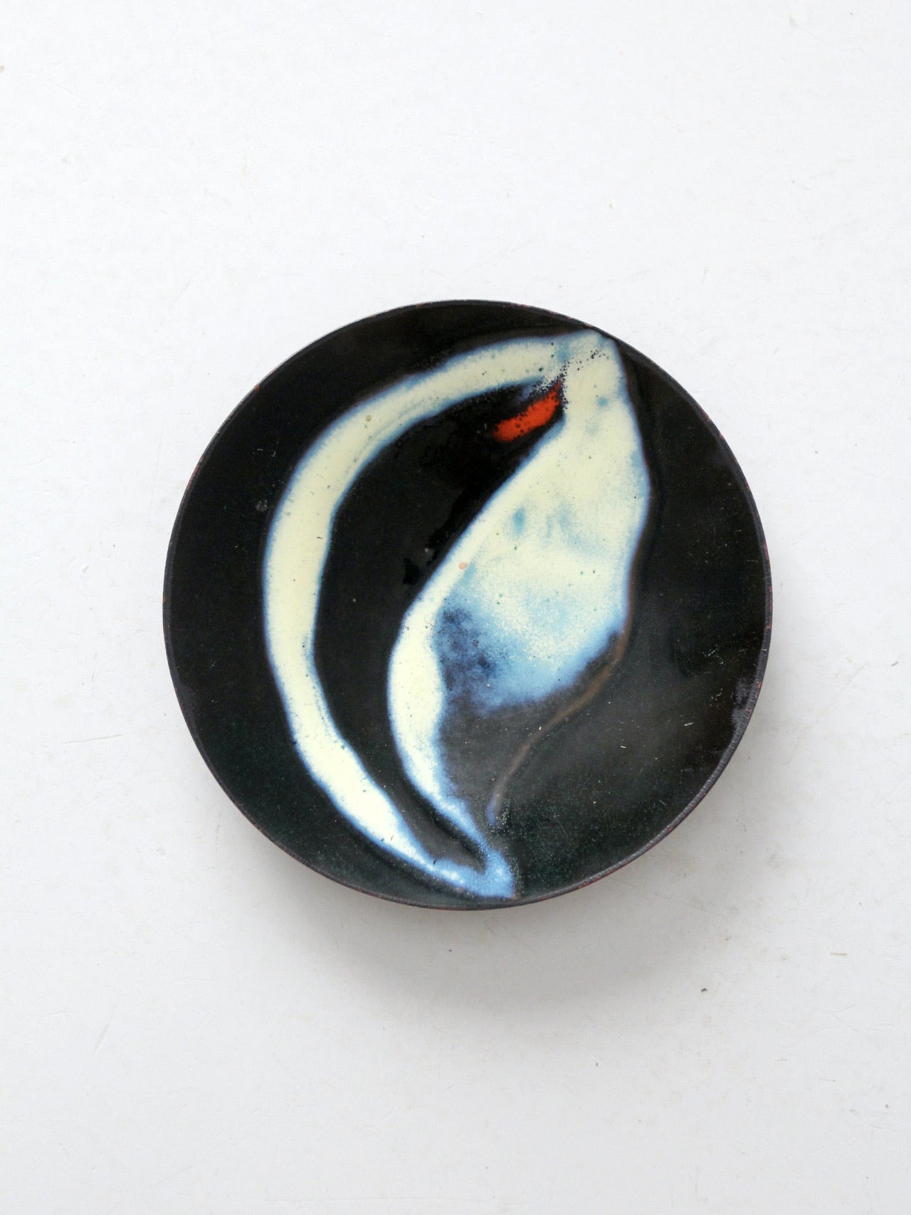 vintage enamel plated copper dish