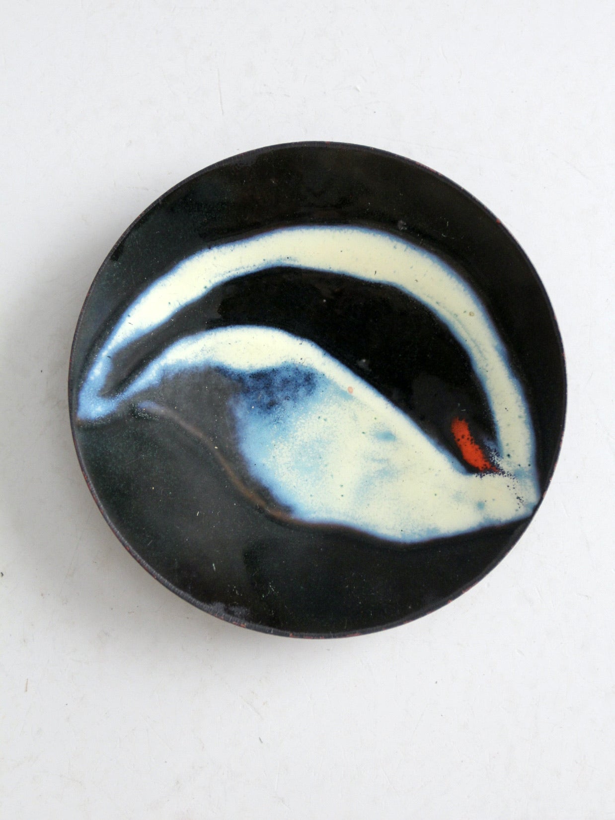 vintage enamel plated copper dish