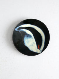 vintage enamel plated copper dish