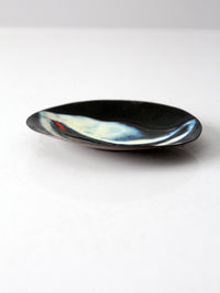 vintage enamel plated copper dish