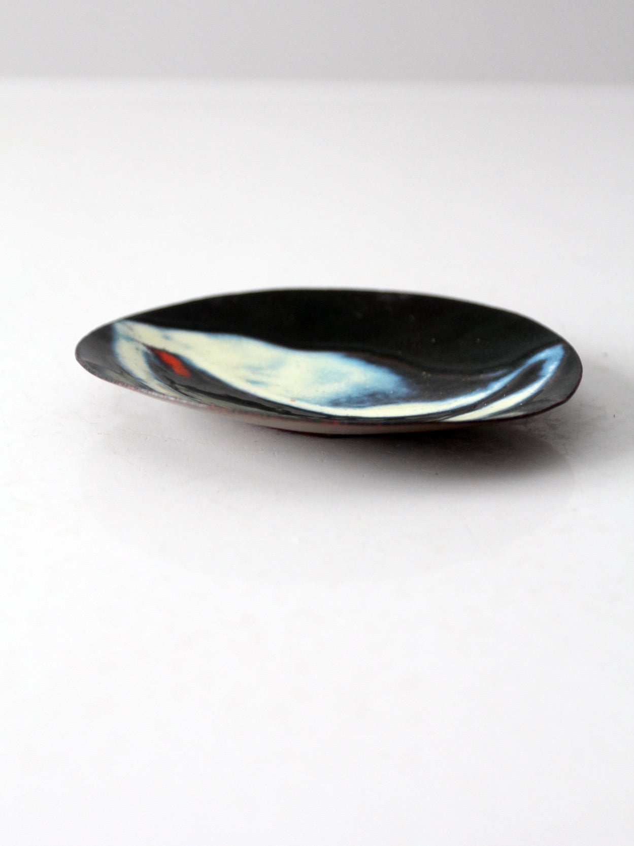 vintage enamel plated copper dish