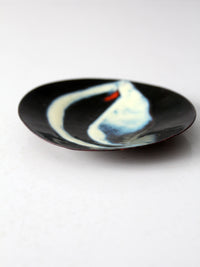 vintage enamel plated copper dish