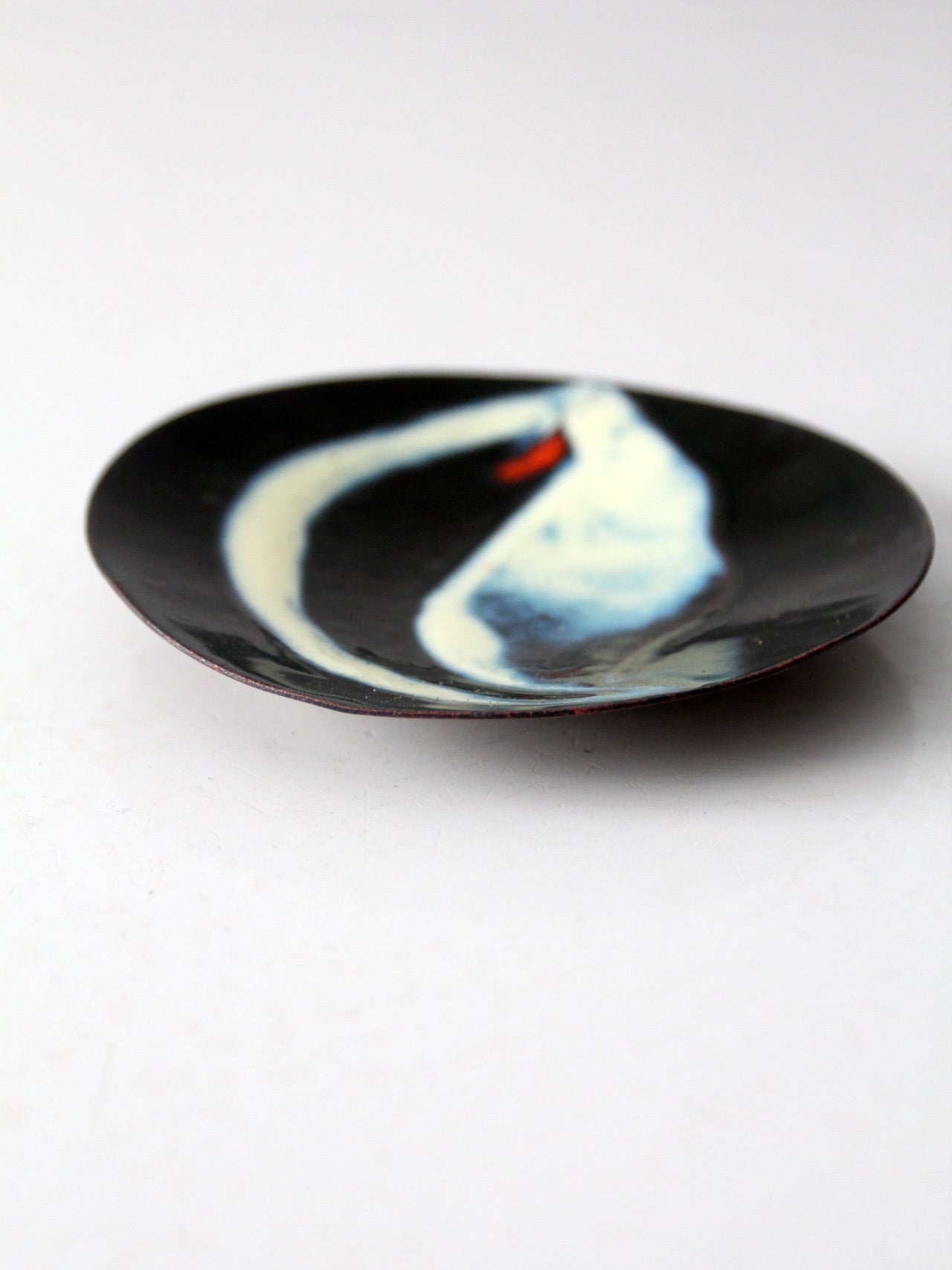 vintage enamel plated copper dish