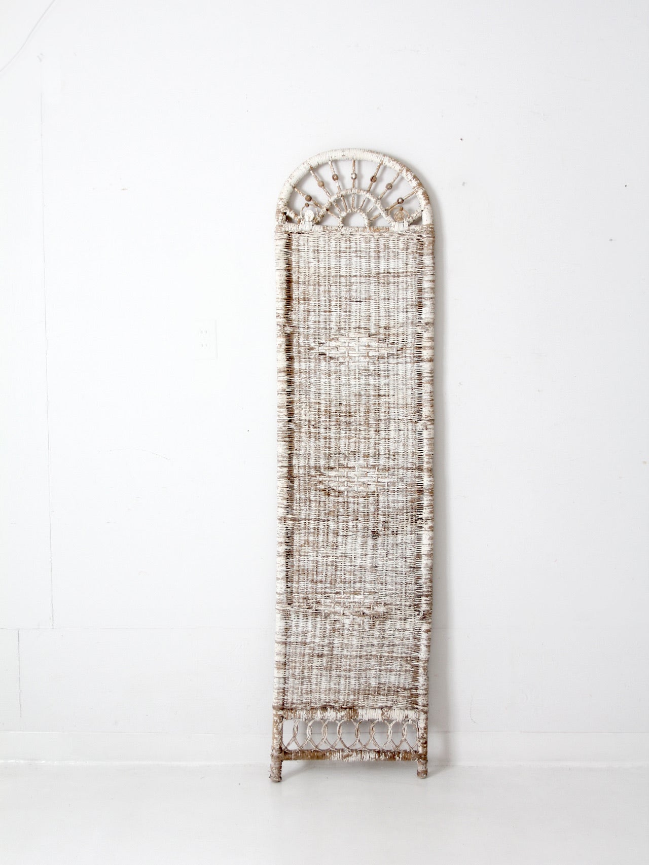 antique white wicker wall panel