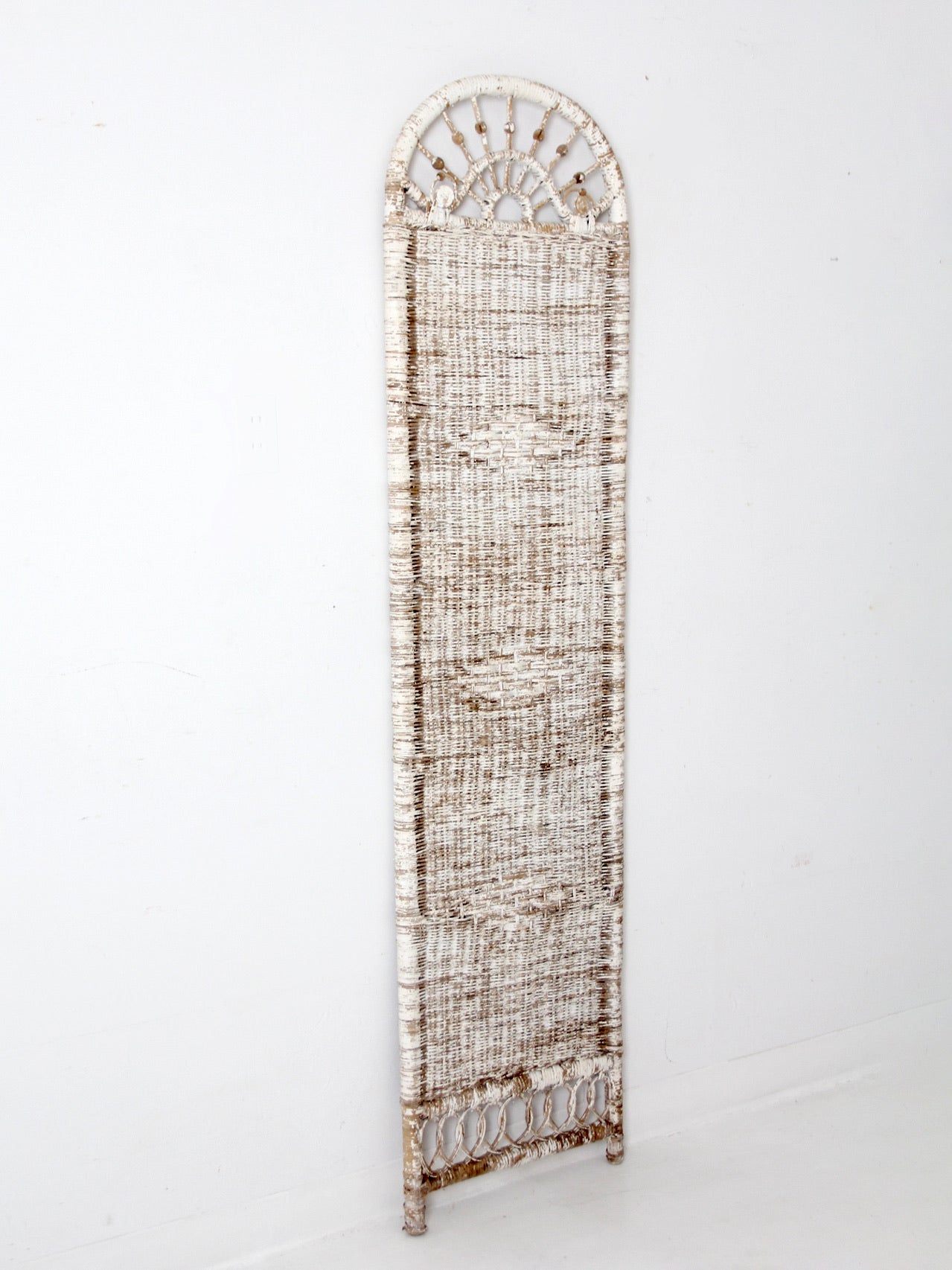 antique white wicker wall panel