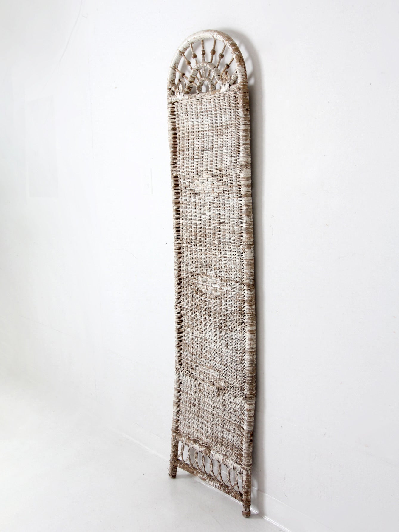 antique white wicker wall panel
