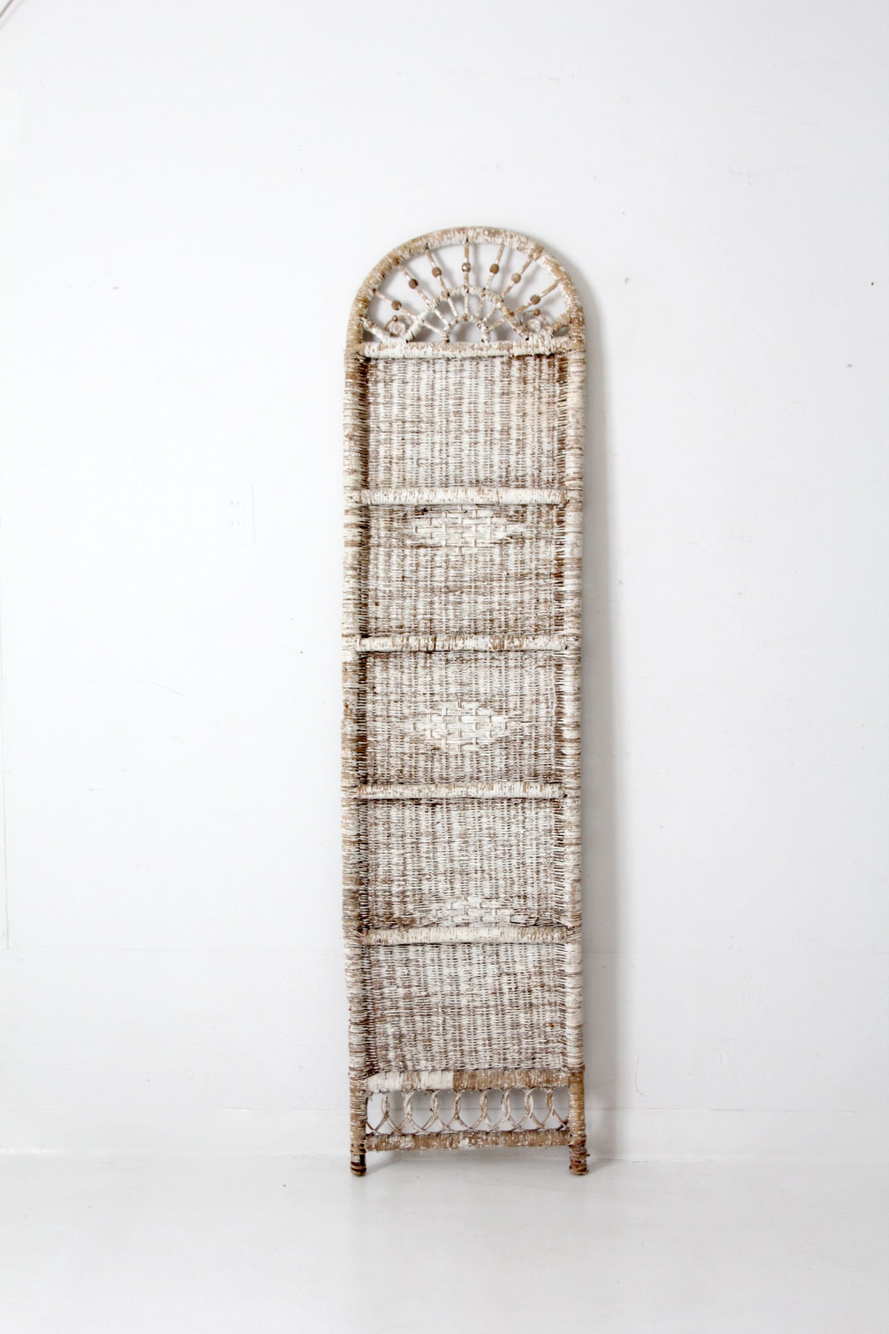 antique white wicker wall panel