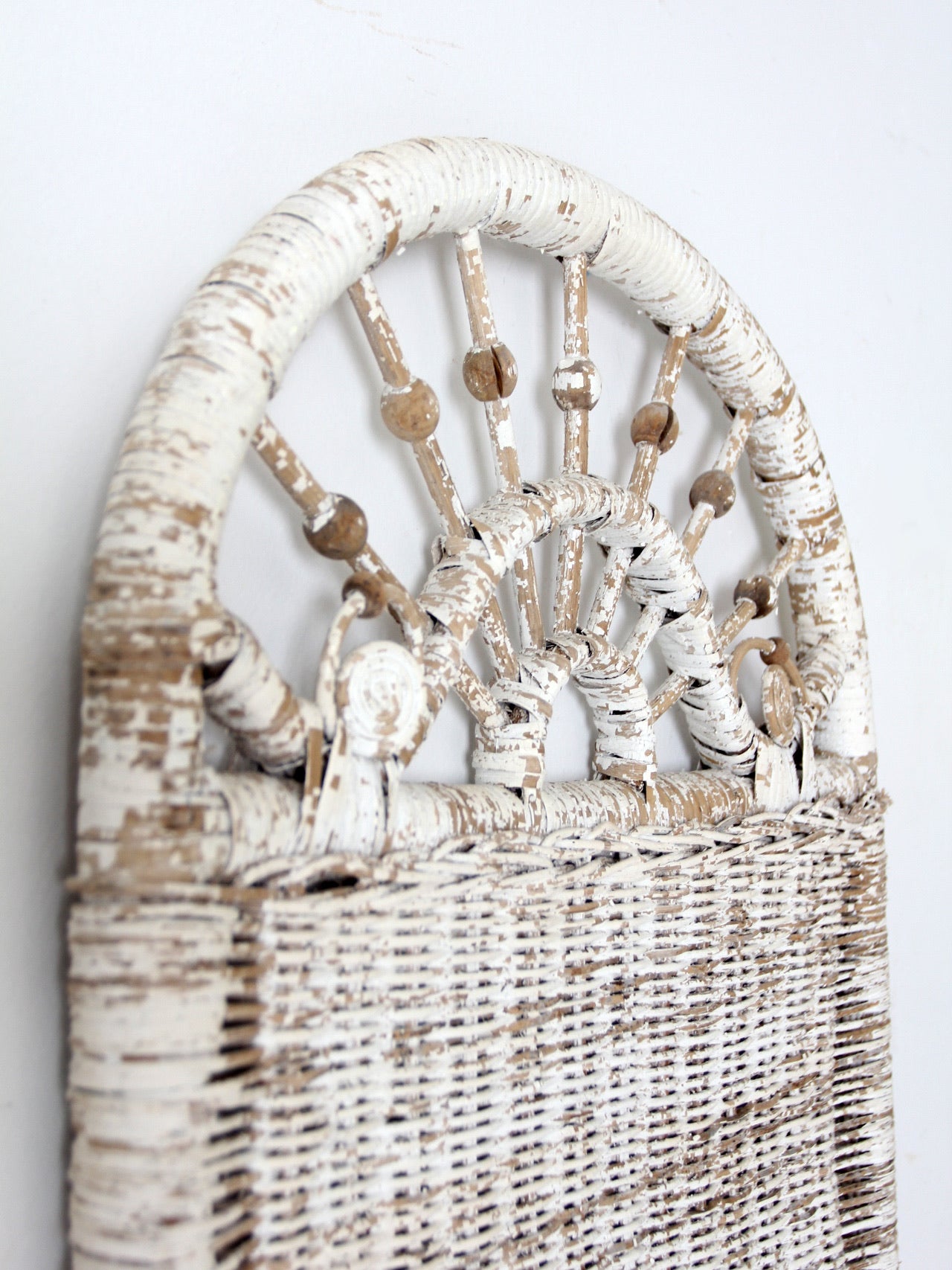 antique white wicker wall panel