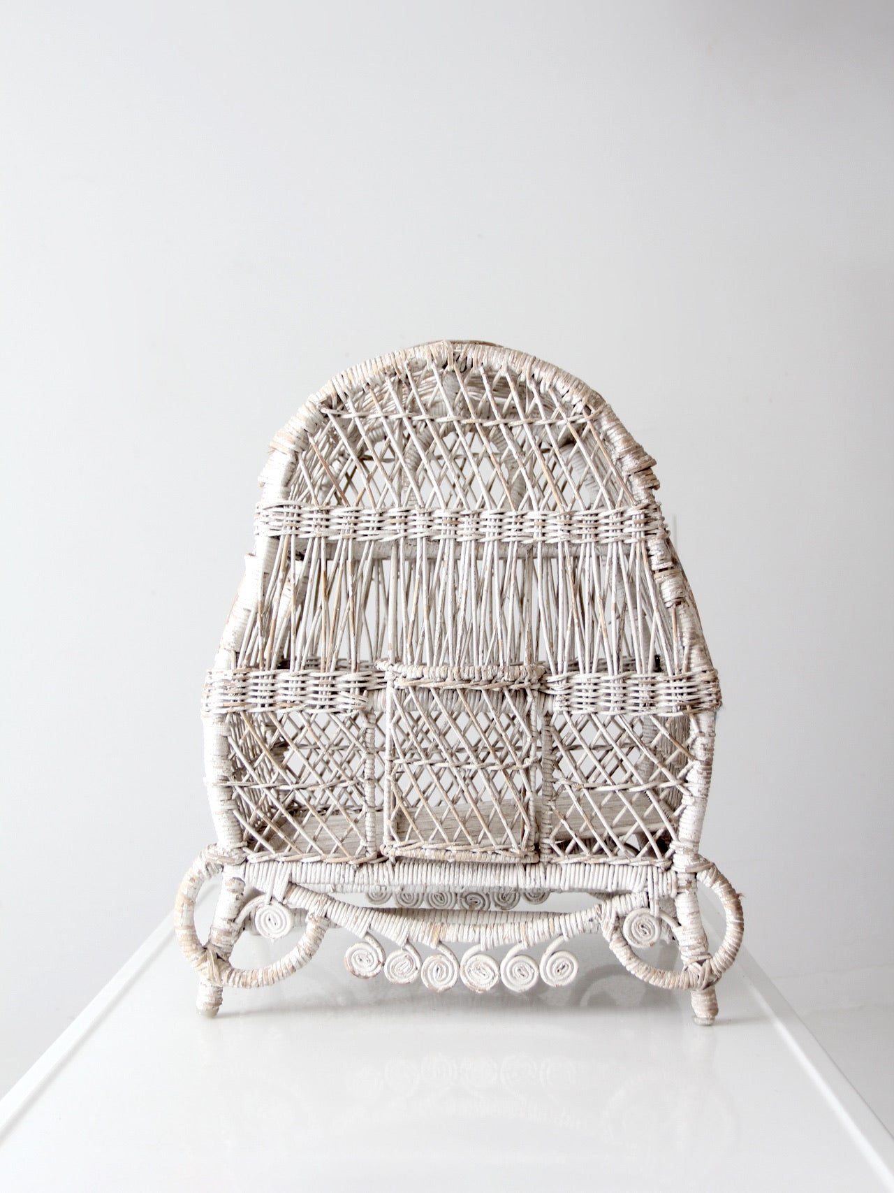 vintage white wicker bird cage