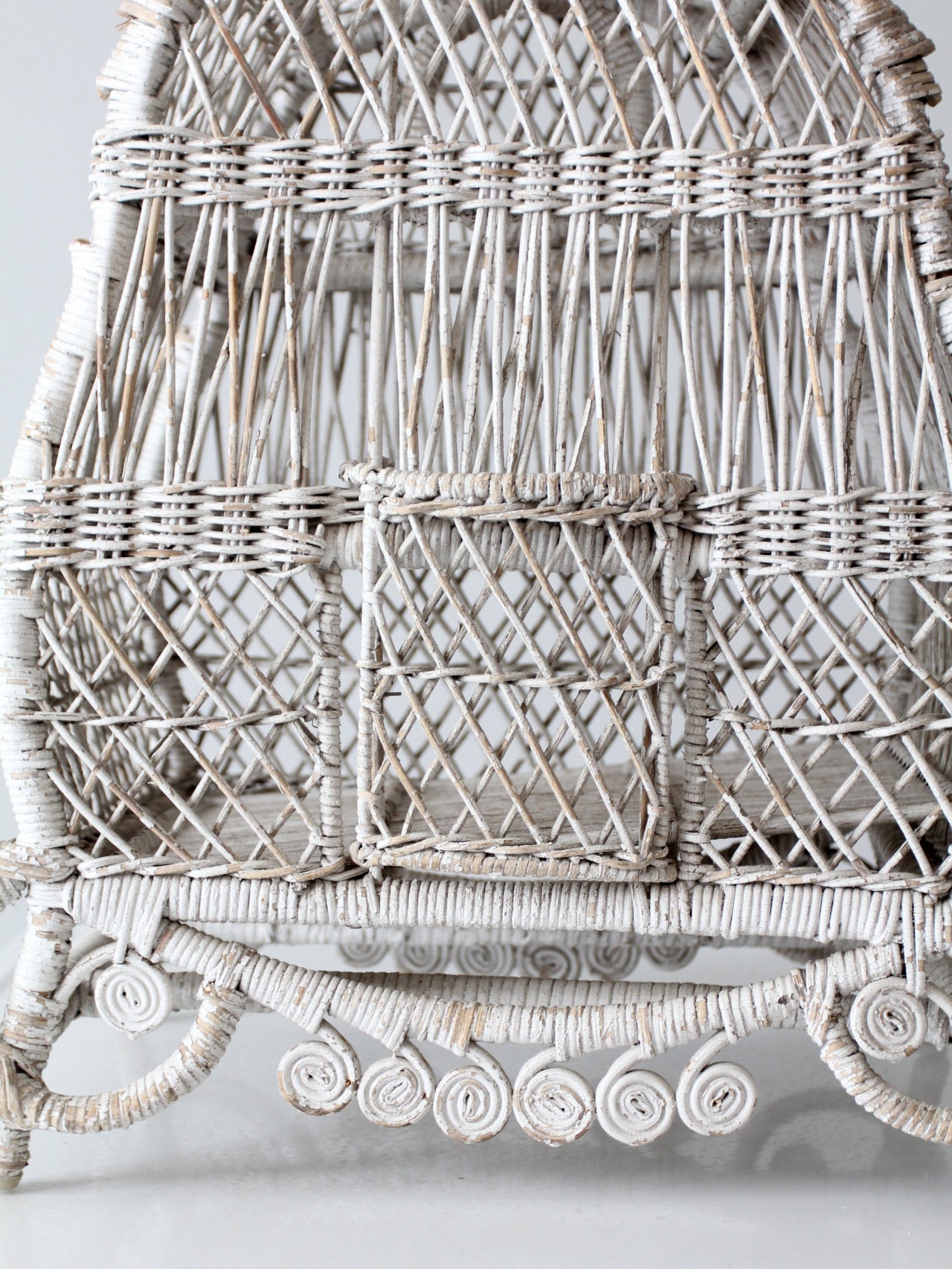 vintage white wicker bird cage