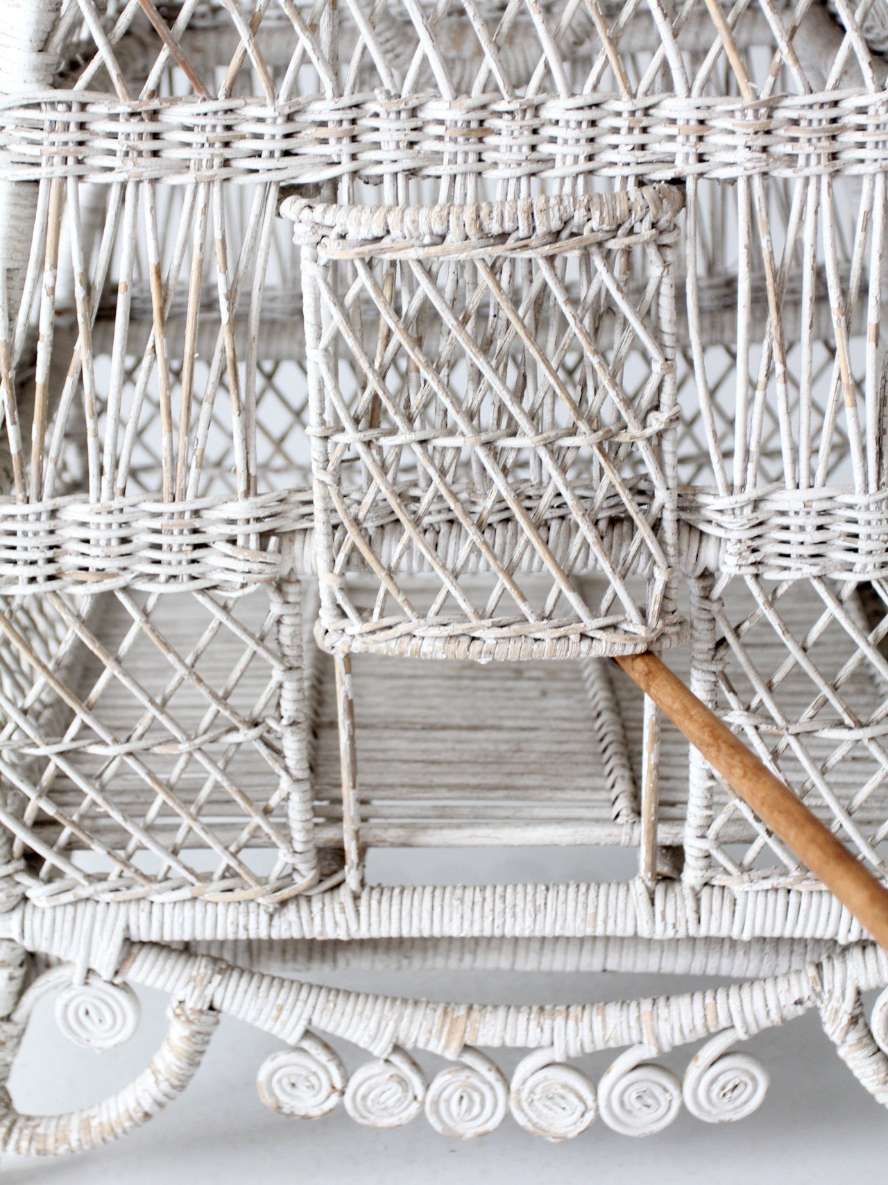 vintage white wicker bird cage