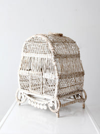 vintage white wicker bird cage