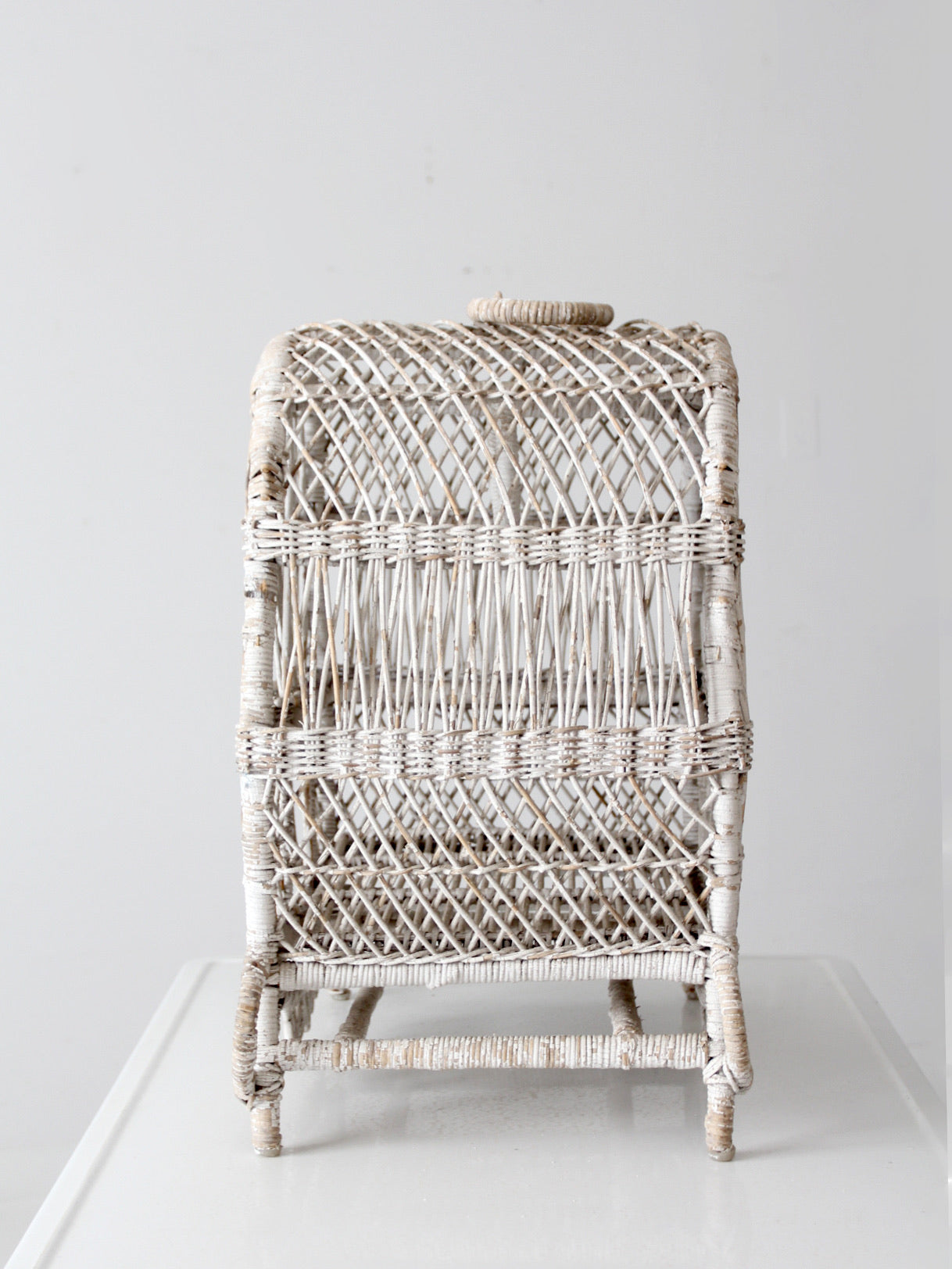 vintage white wicker bird cage