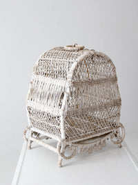 vintage white wicker bird cage