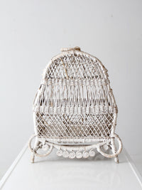vintage white wicker bird cage