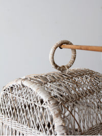 vintage white wicker bird cage