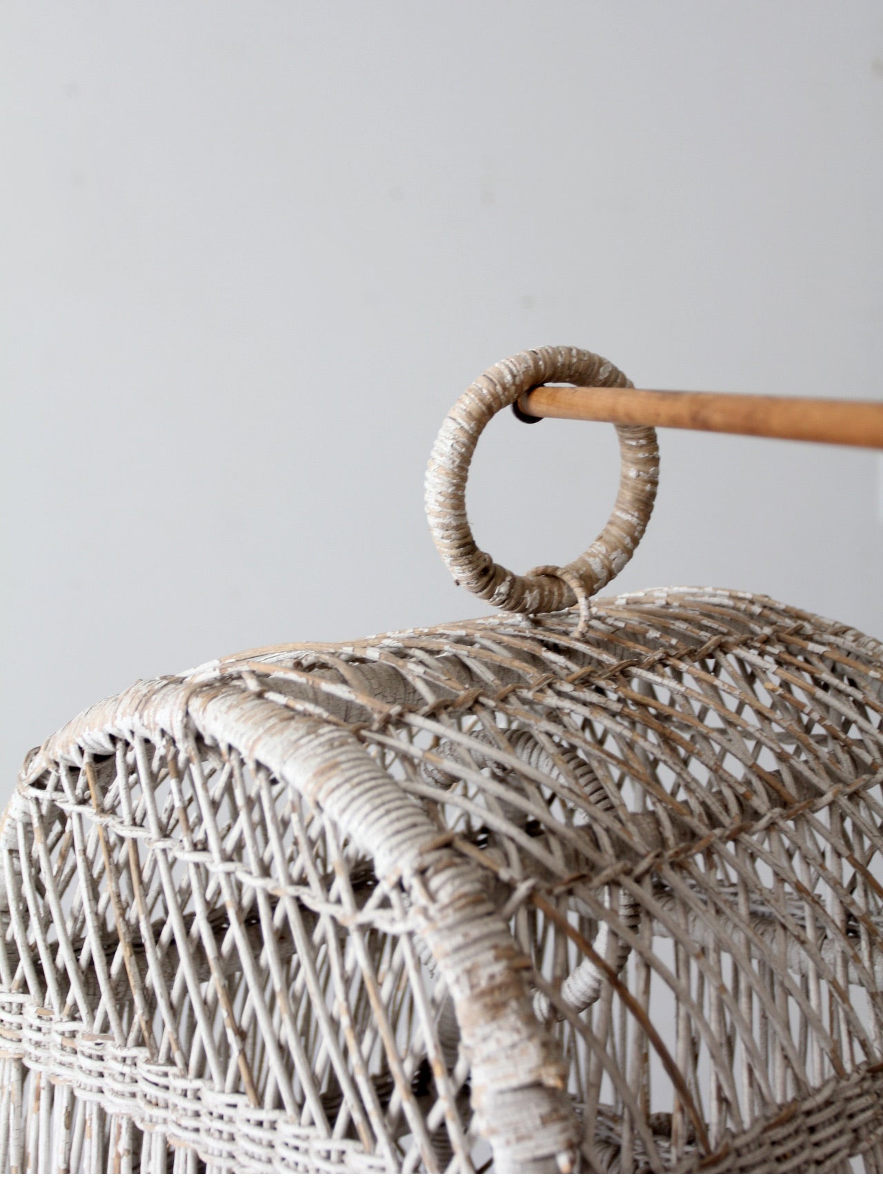 vintage white wicker bird cage