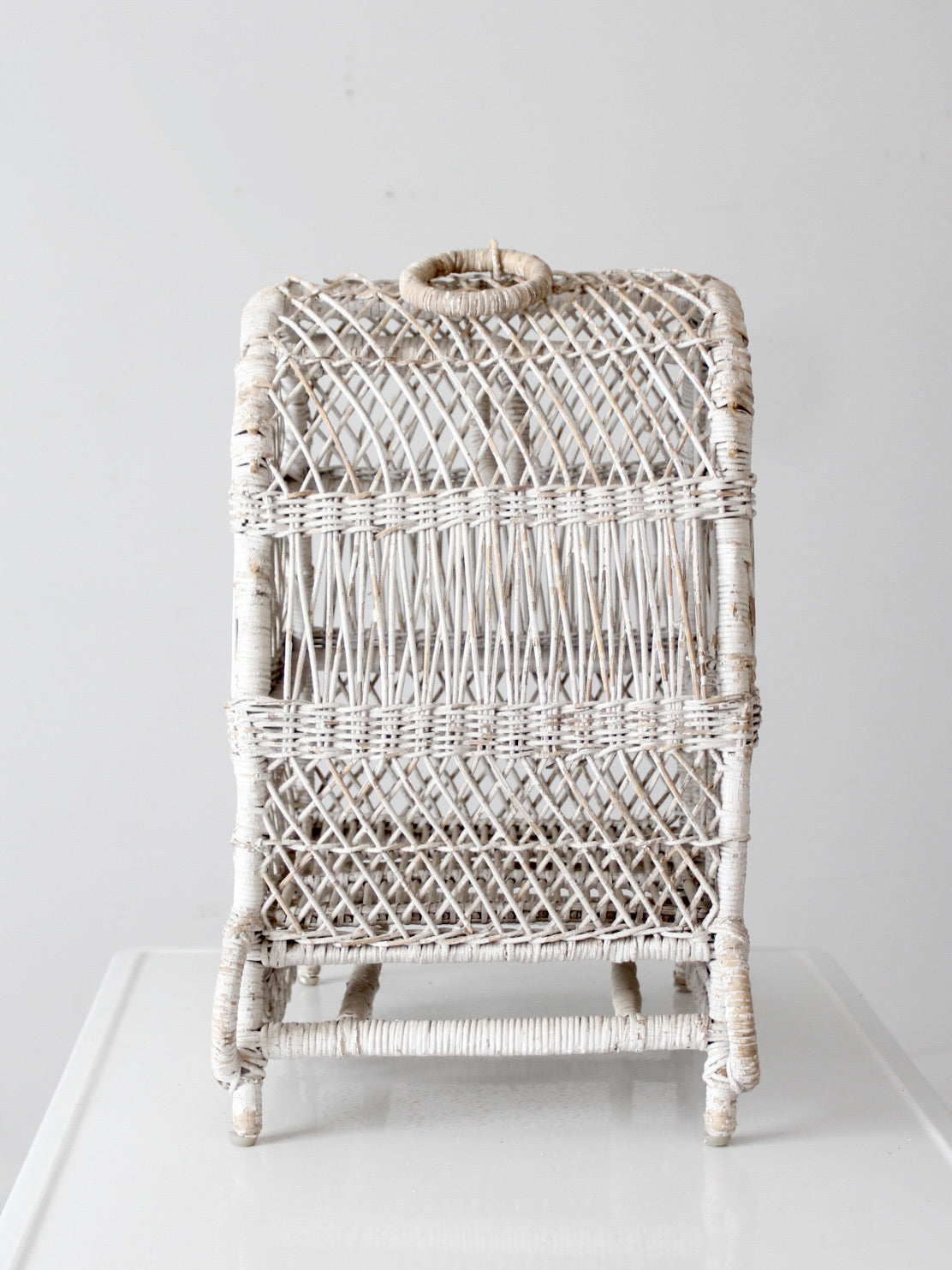 vintage white wicker bird cage