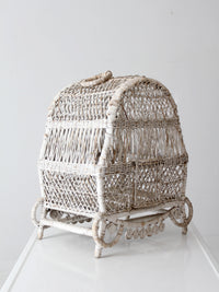 vintage white wicker bird cage
