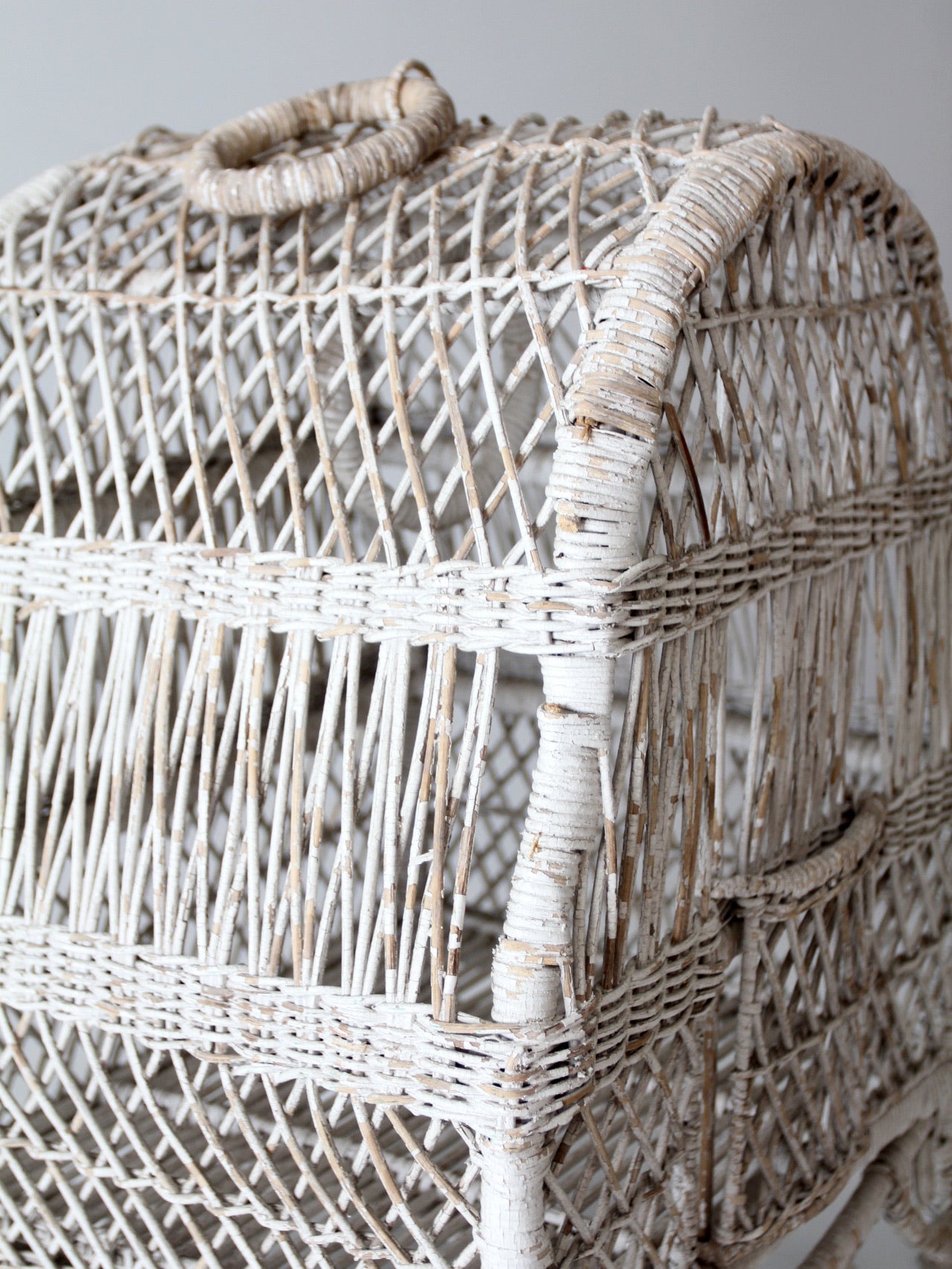 vintage white wicker bird cage