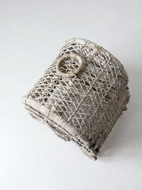 vintage white wicker bird cage