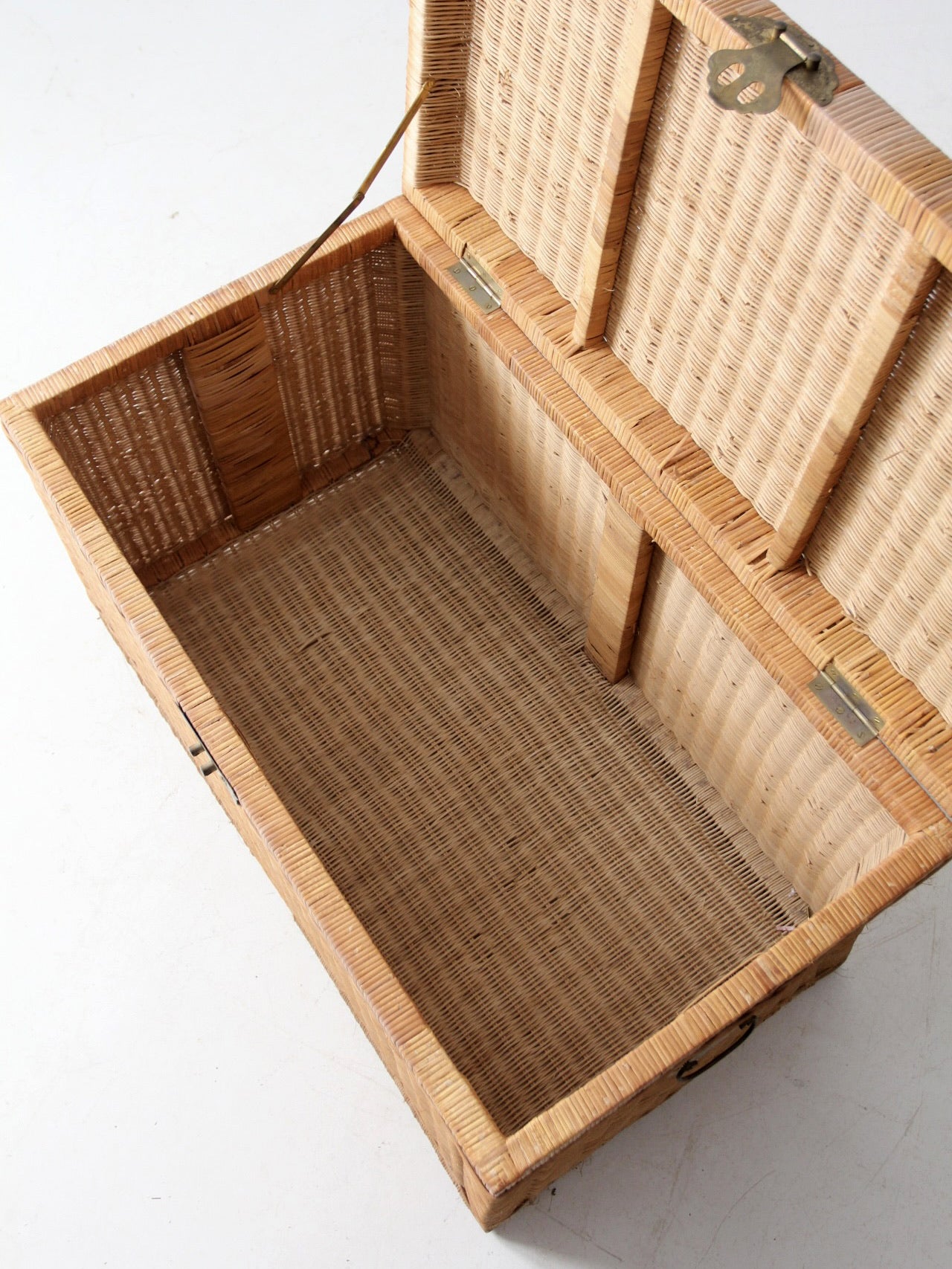 vintage rattan trunk with glass top