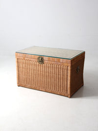 vintage rattan trunk with glass top
