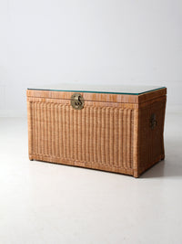 vintage rattan trunk with glass top