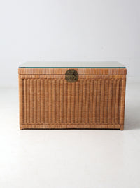 vintage rattan trunk with glass top