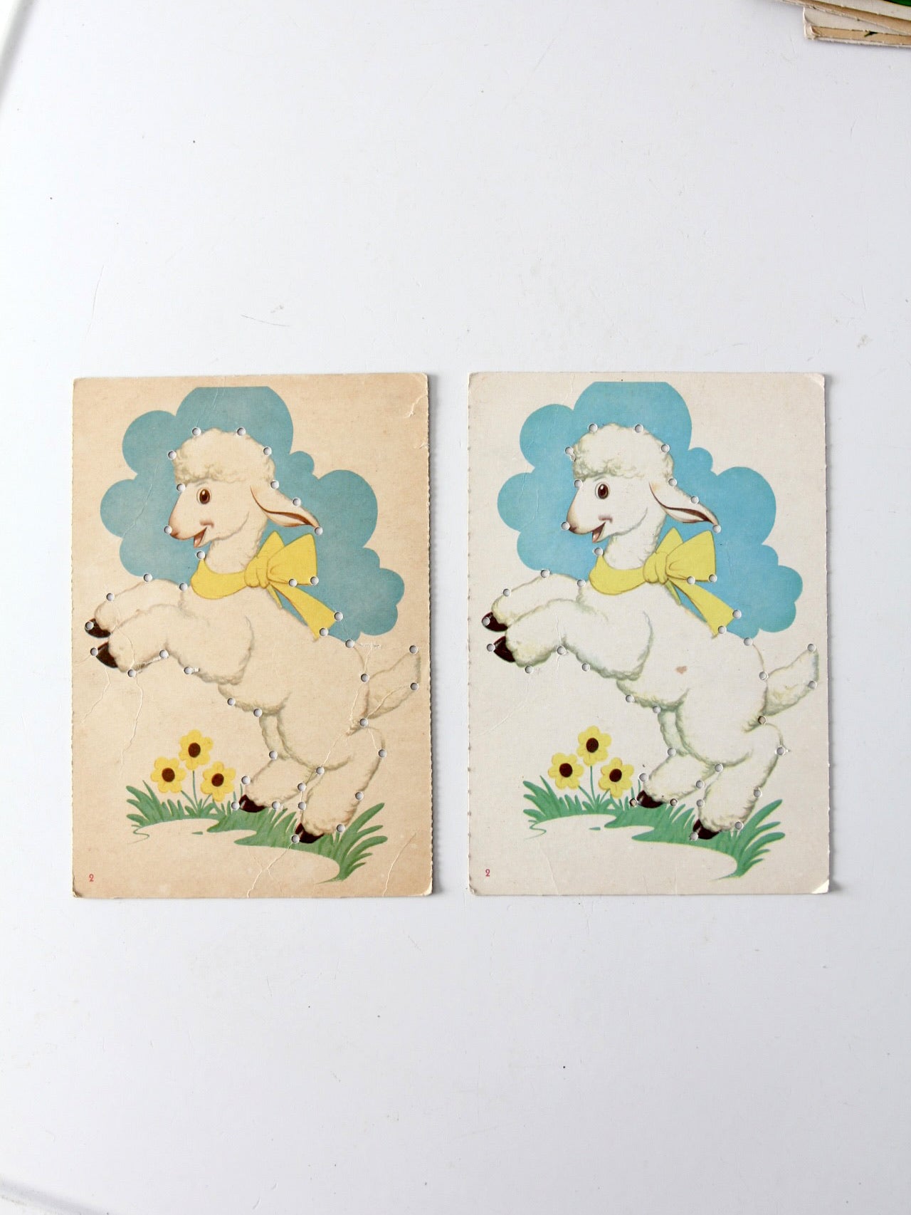 mid-century children's lacing cards set