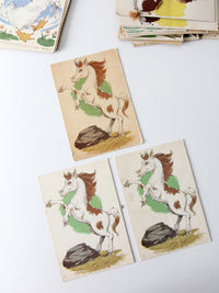 mid-century children's lacing cards set