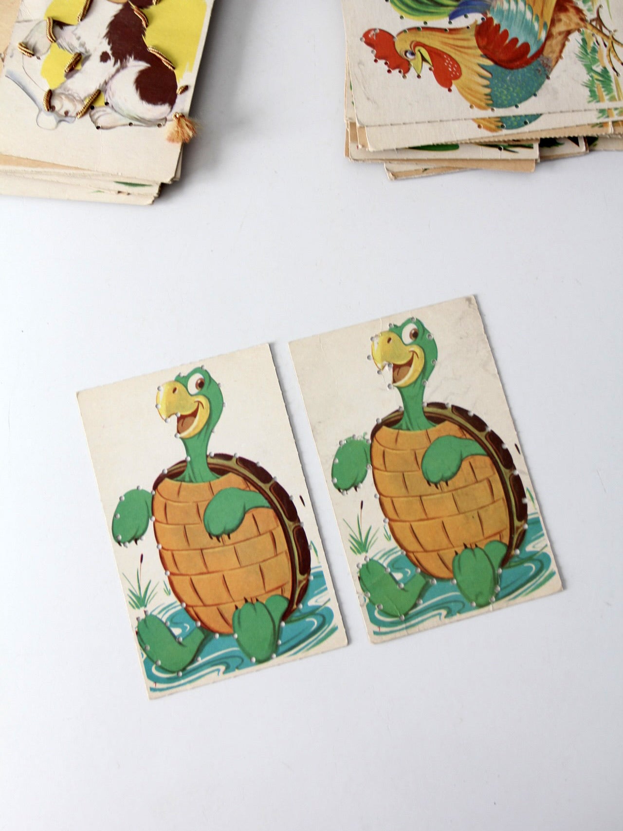 mid-century children's lacing cards set