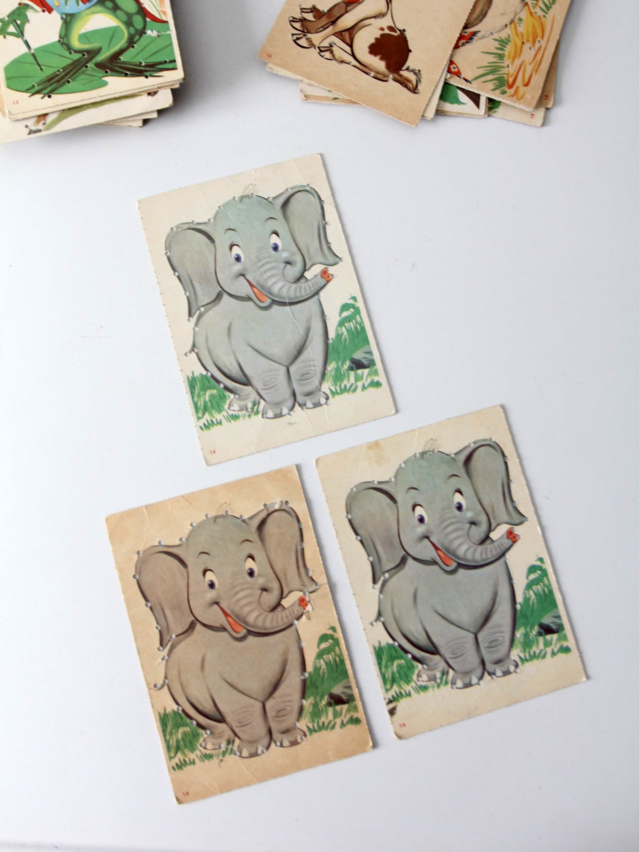 mid-century children's lacing cards set
