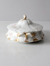 antique Haviland Limoges floral covered bowl