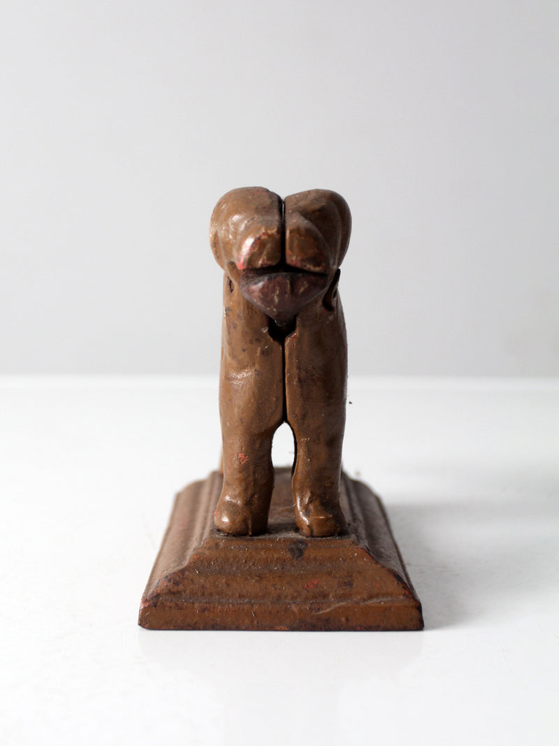 antique painted cast iron dog nut cracker